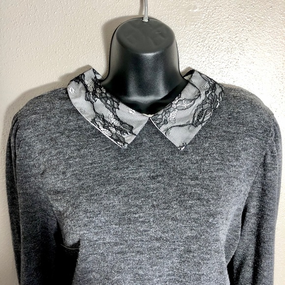 Zara gray lace collar shirt - Picture 1 of 5